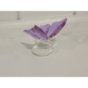 Simon Designs Crystal Butterfly Figurine Amethyst Wings Clear Body 2.5”-3”